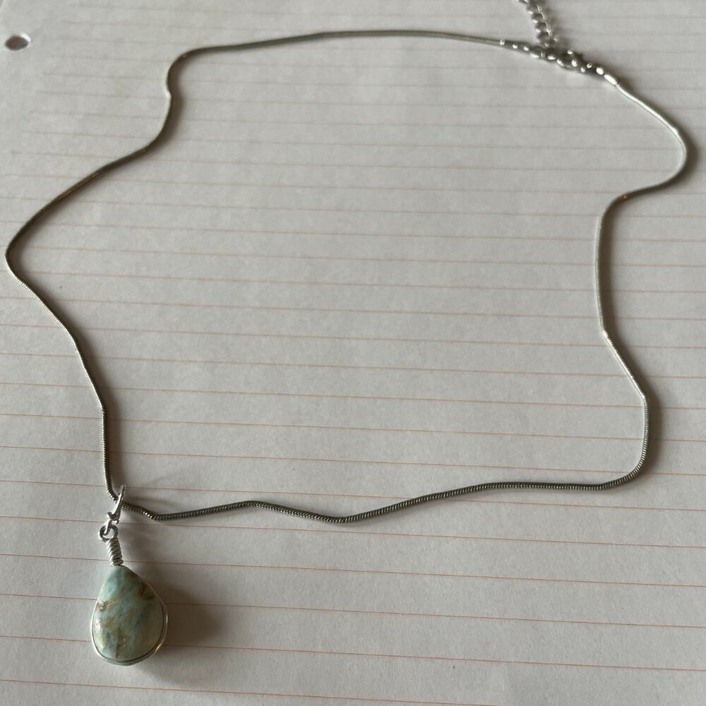 Larimar Pendant Necklace on Silver Chain - Picture 4 of 8